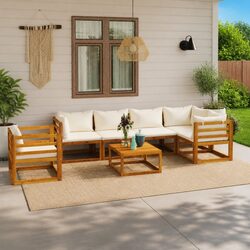 7 Piece Garden Lounge Set with Cushions Coffee Table Outdoor Patio Seating