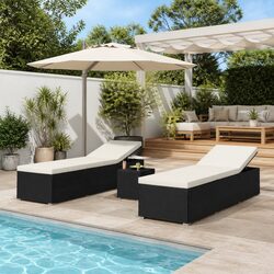 Compact 3-Piece Sun Lounger and Table Set