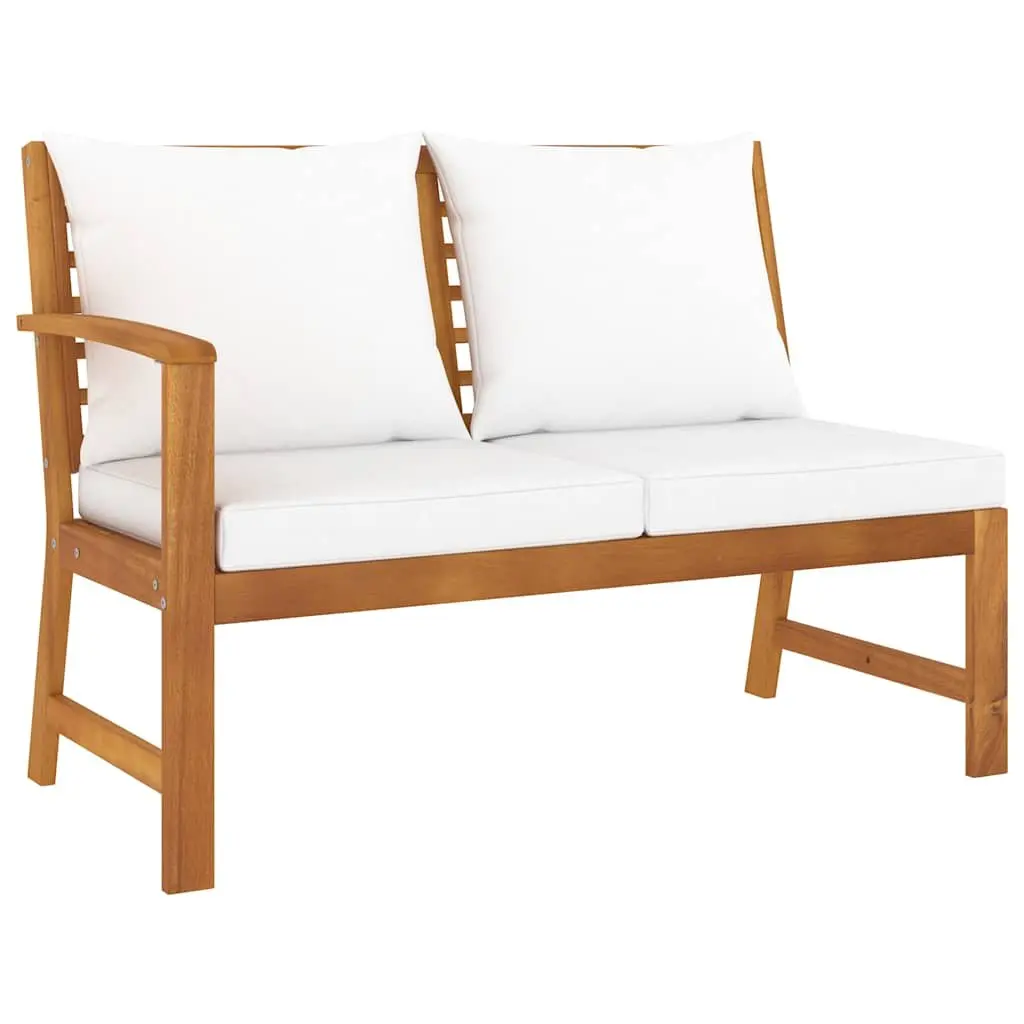 4 Piece Garden Lounge Set Cream Solid Acacia Wood Frame Padded Cushions