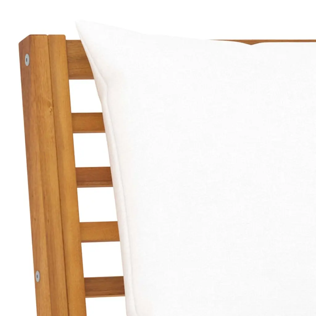 4 Piece Garden Lounge Set Cream Solid Acacia Wood Frame Padded Cushions