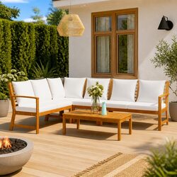 5 Piece Garden Lounge Set Outdoor Patio Furniture with Cushions Coffee Table