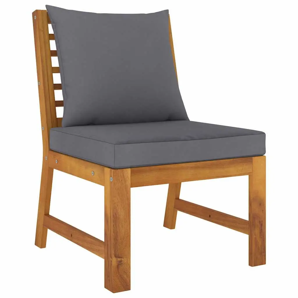 5 Piece Garden Lounge Set Grey Solid Acacia Wood Frame Outdoor Sofa Coffee Table with Cushions