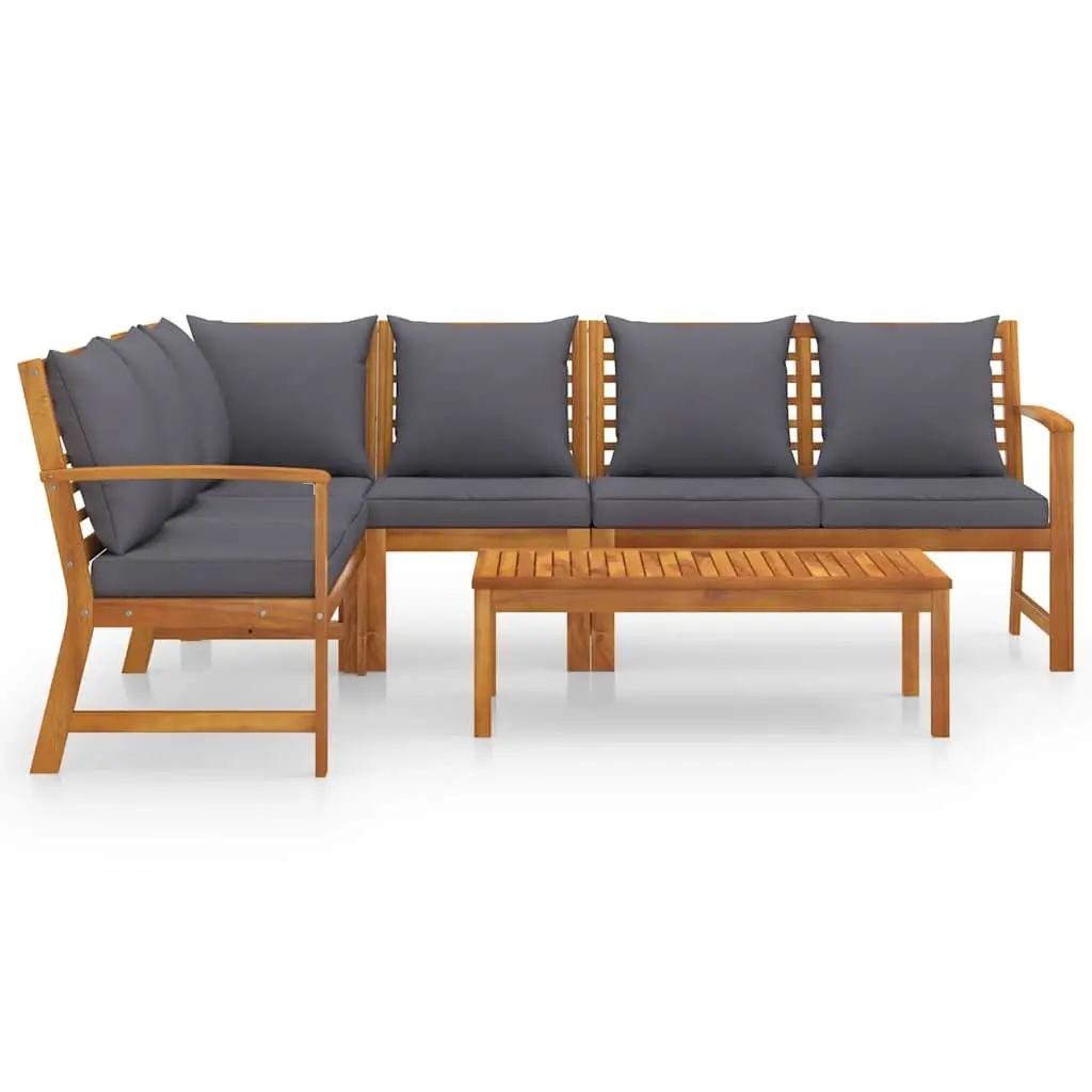 5 Piece Outdoor Garden Lounge Set Patio Sofa Coffee Table Cushions Grey