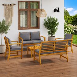 Outdoor Lounge Set 5 Pieces with Cushions and Table