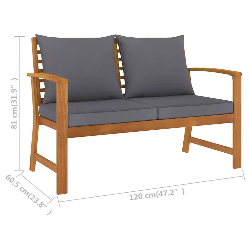 Garden Lounge Set 3 Piece Outdoor Furniture with Cushions Acacia Wood Grey