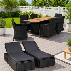 9 Piece Outdoor Dining Lounge Set with Cushions