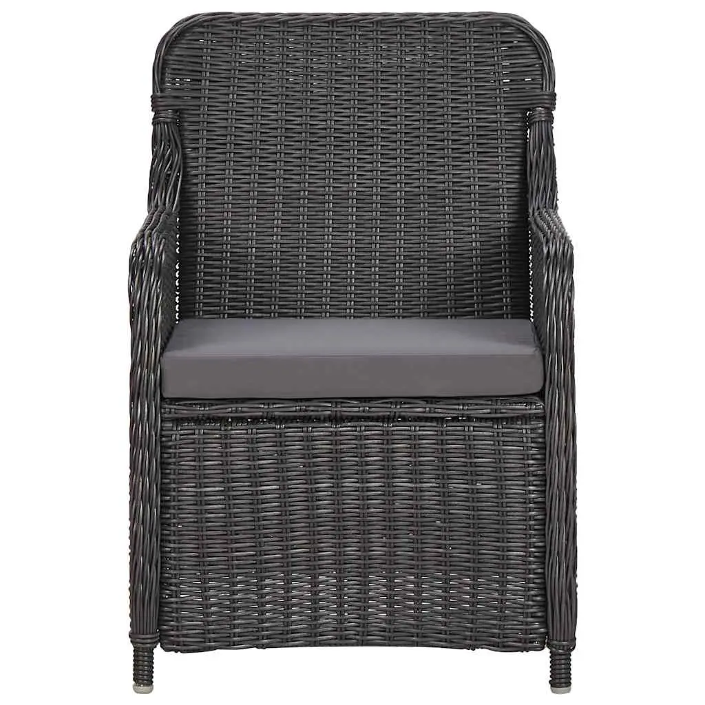 Outdoor Dining Set Black 7 Piece Half Round Poly Rattan Garden Patio Furniture