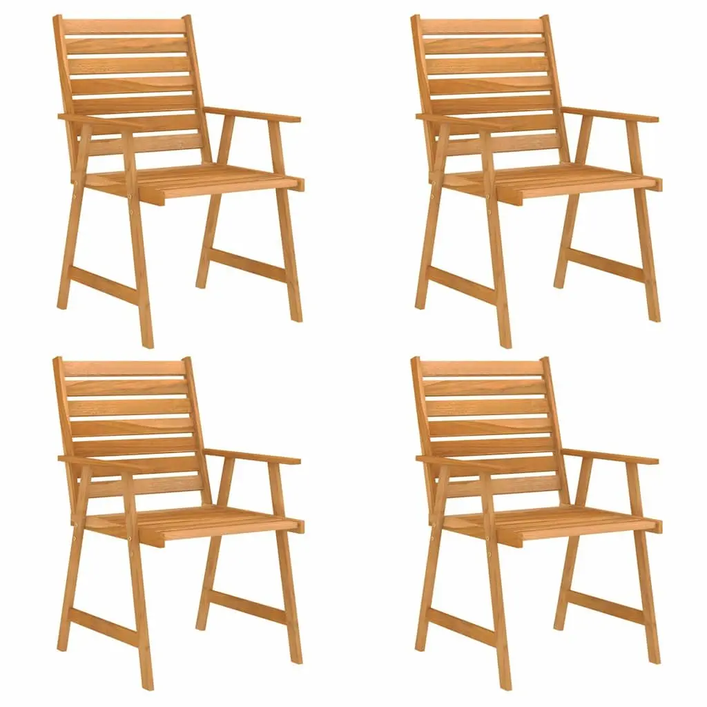 5 Piece Garden Dining Set Brown Solid Wood Table and Chairs Outdoor Patio Furniture