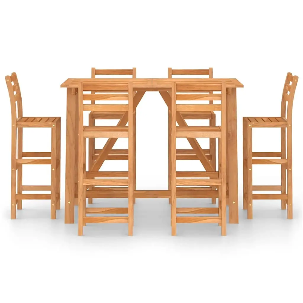7 Piece Outdoor Bar Set with Stools Solid Wood Patio Garden Furniture Brown