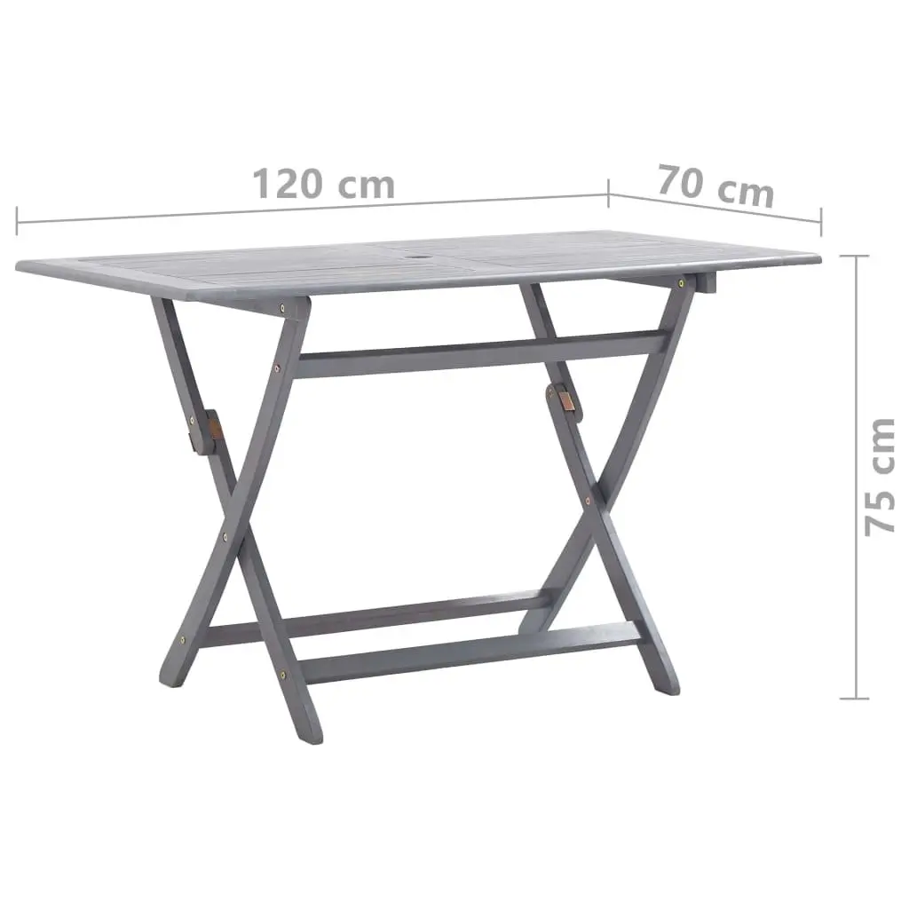5 Piece Garden Dining Set Solid Acacia Wood Outdoor Furniture Grey Foldable