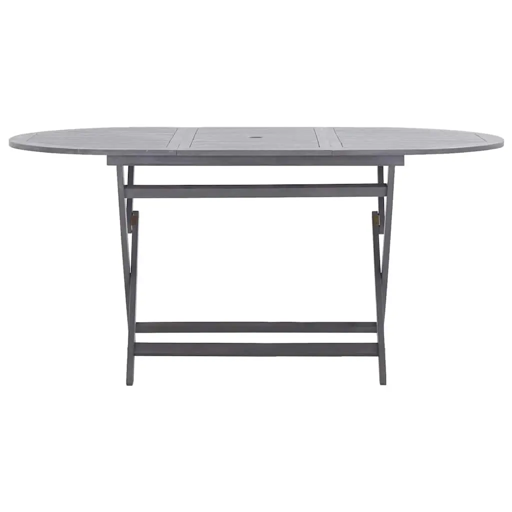 Garden Dining Set Grey 7 Piece Outdoor Furniture Wooden Table Chairs Foldable