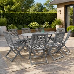 Compact 9 Piece Folding Dining Set for Outdoor Spaces