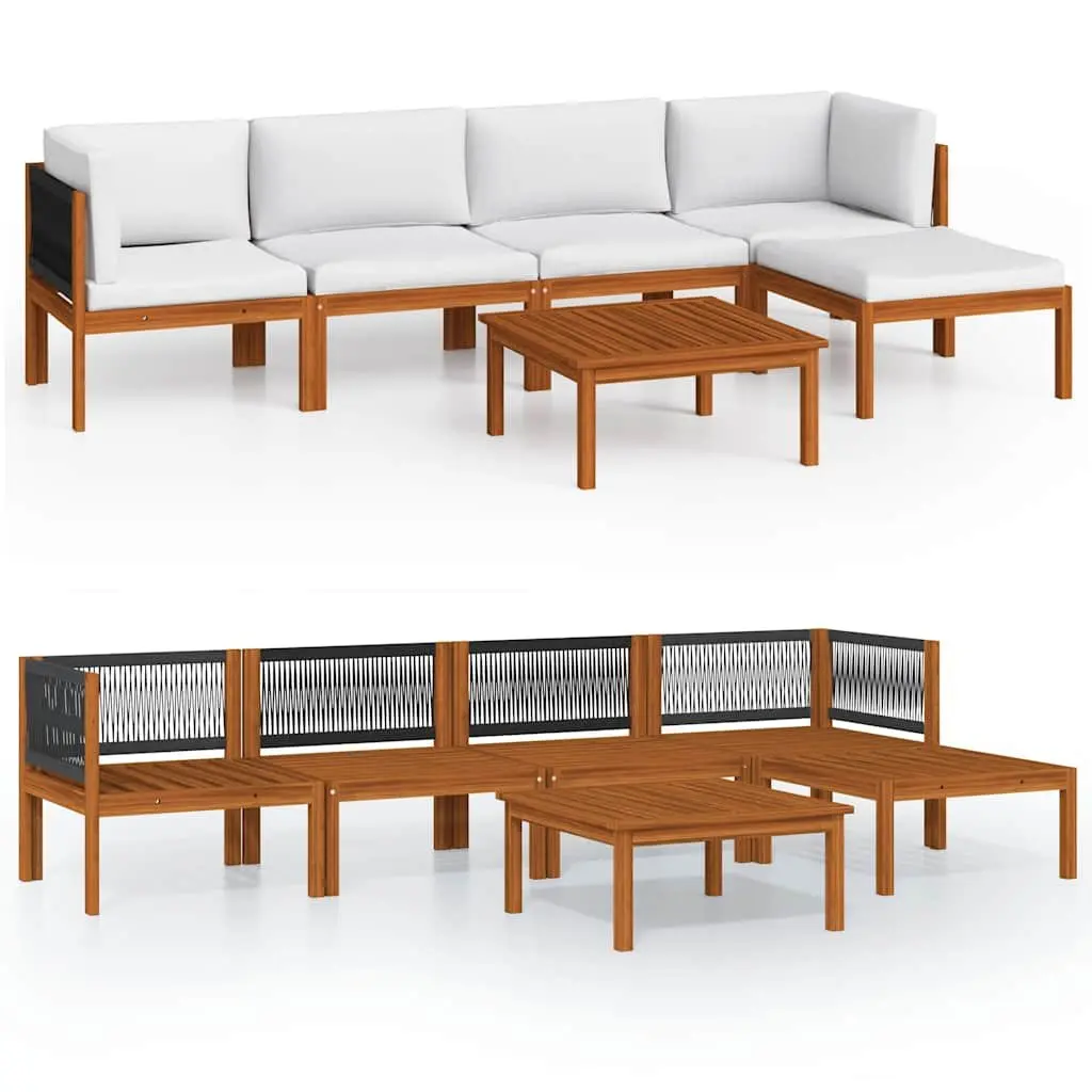 Garden Lounge Set 6 Piece Outdoor Furniture Patio Seating with Cushions White