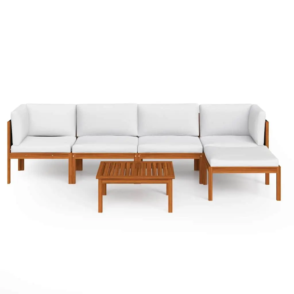 Garden Lounge Set 6 Piece Outdoor Furniture Patio Seating with Cushions White