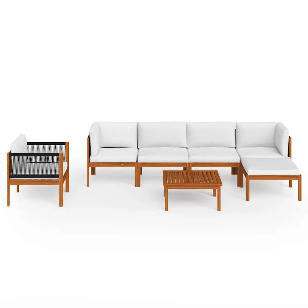 Garden Lounge Set White 7 Piece Outdoor Furniture Patio Sofa with Cushions Rope