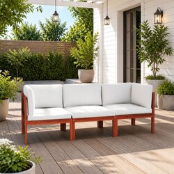 Elegant 3-Seater Garden Sofa in Cream with Rope Design