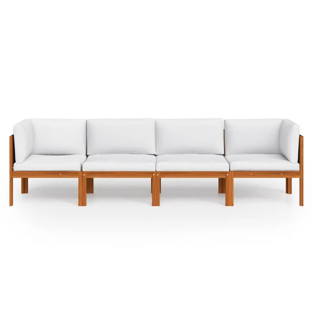 4-Seater Garden Sofa Rope Backrest Outdoor Lounge Patio Furniture Set Cream