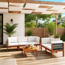 Compact 6 Piece Outdoor Lounge Set, Cushions Included