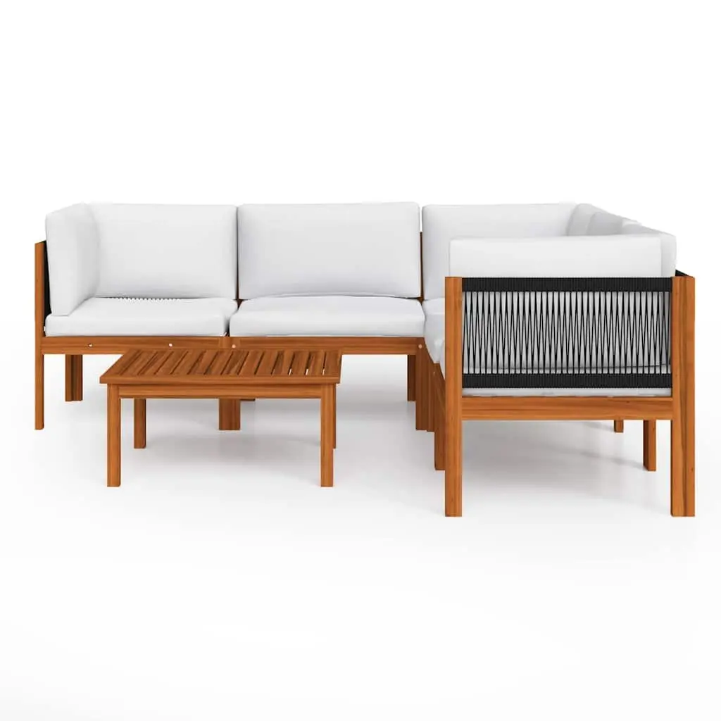 Garden Lounge Set White 6 Piece Outdoor Furniture Patio Sofa with Cushions