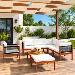 Concise 8-Piece Outdoor Lounge Set with Cushions