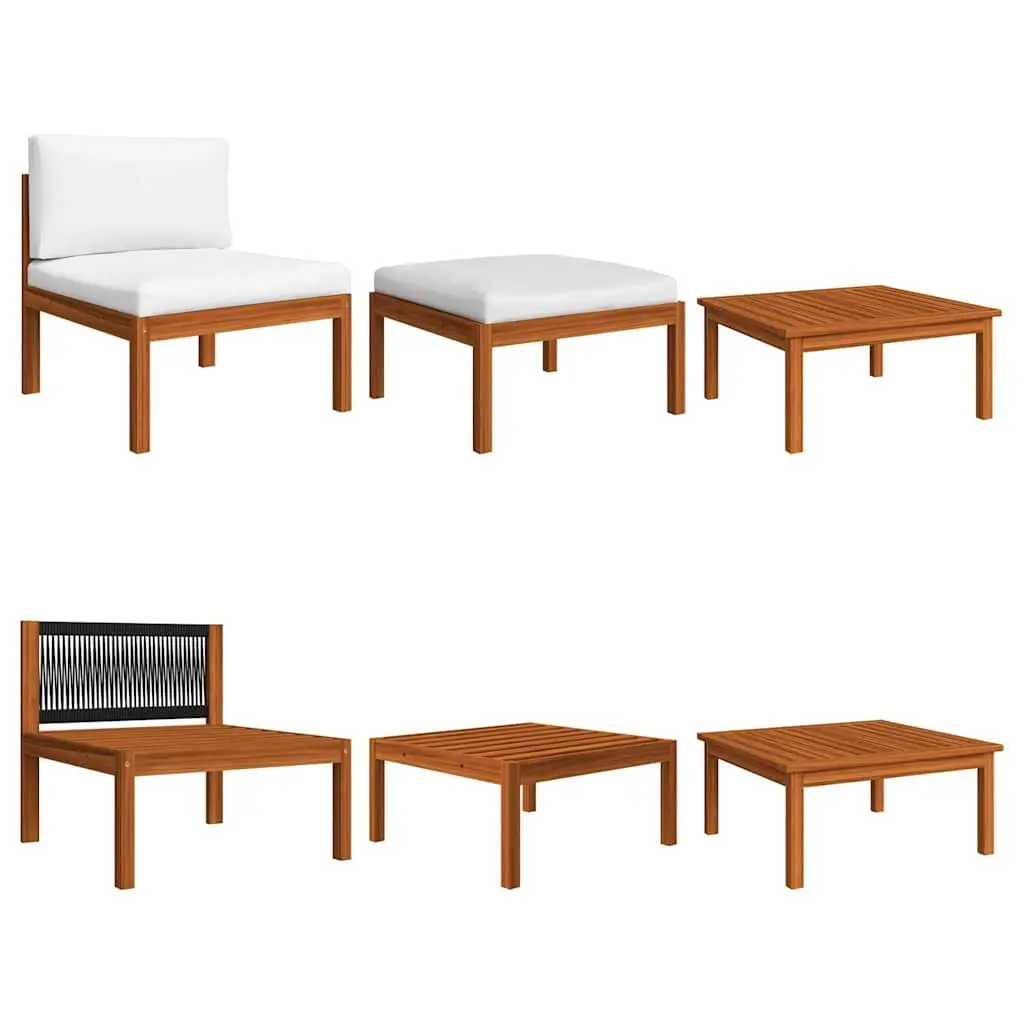 Garden Lounge Set 8 Piece Outdoor Furniture with Cushions Wood Rope Backrest