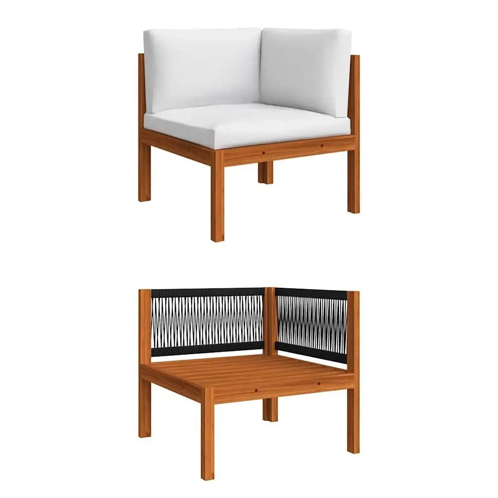 Garden Lounge Set Cream White 9 Piece Outdoor Furniture Rope Weave Wood Patio Sofa Cushions