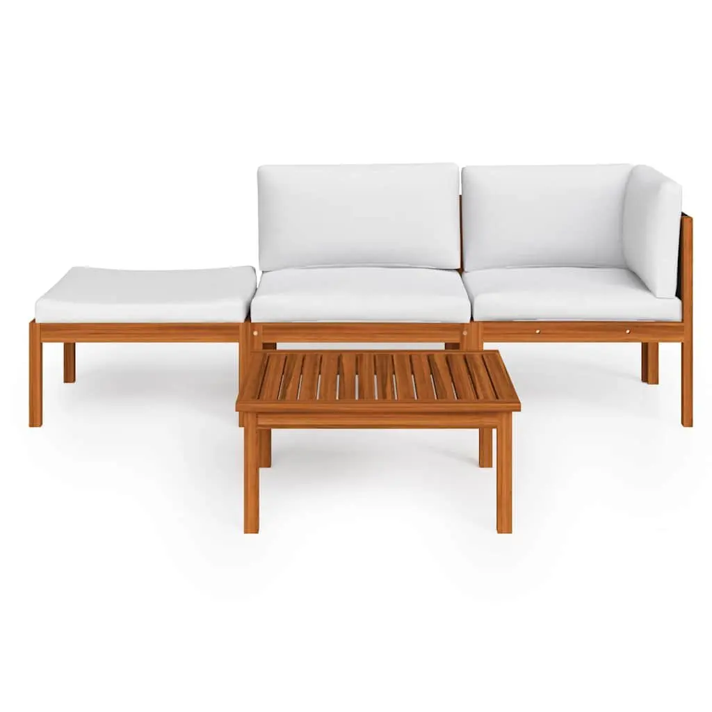 Garden Lounge Set Cream 4 Piece Rope Backrest Patio Furniture with Cushions