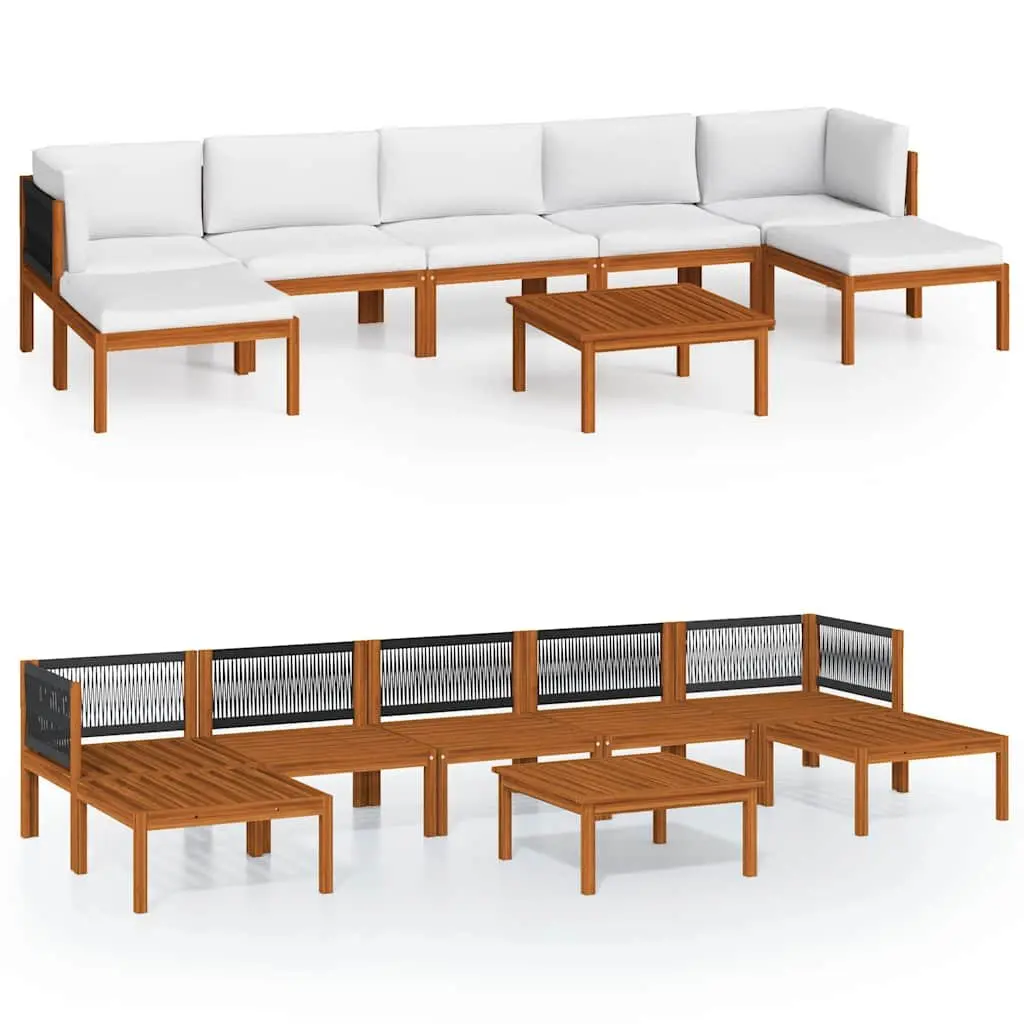 Garden Lounge Set 8 Piece Outdoor Furniture Patio Sofa with Cushions Cream