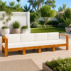 4-Seater Garden Sofa: Solid Wood and Comfy Cushions