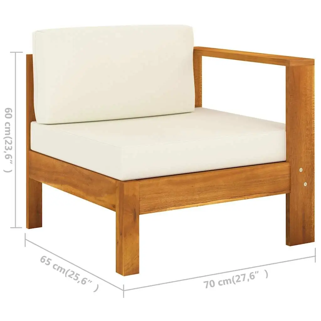 4-Seater Garden Sofa Solid Acacia Wood Cream Cushions Outdoor Lounge Couch