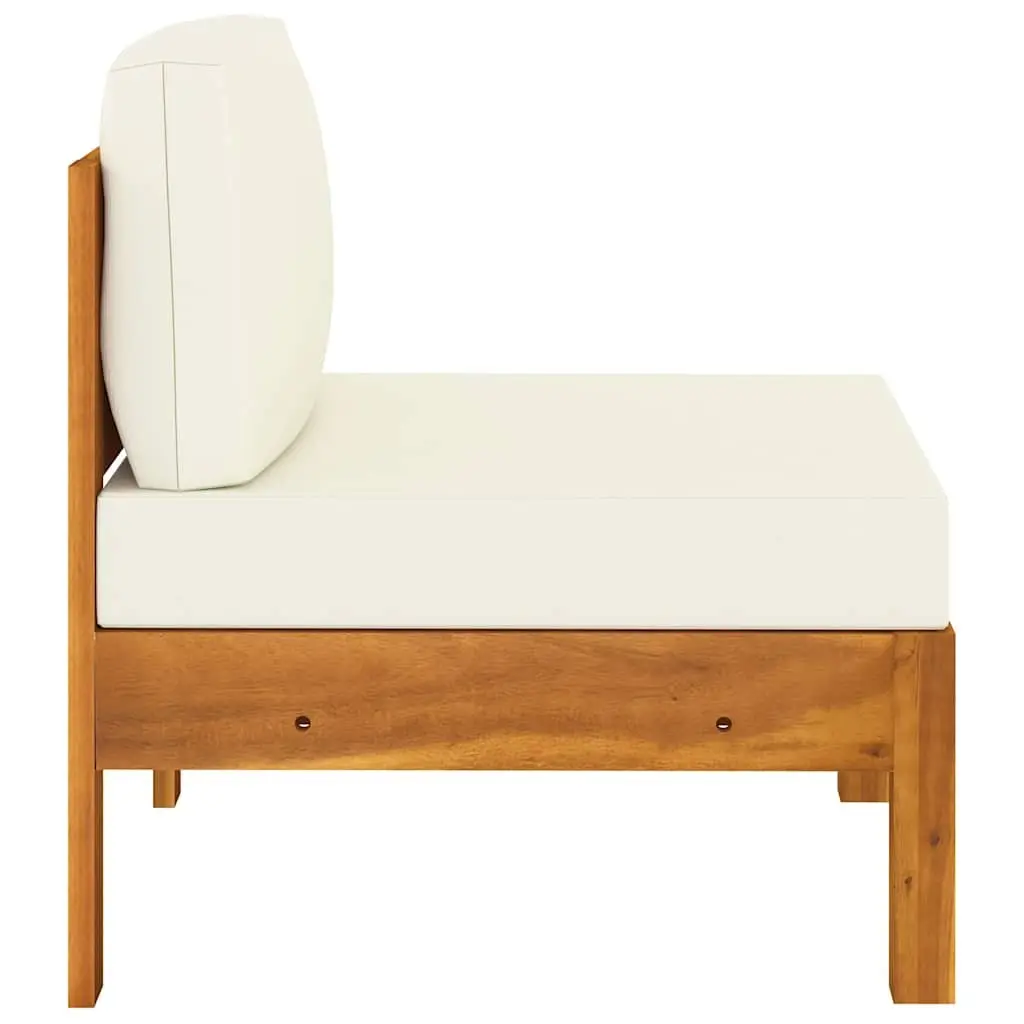 4-Seater Garden Sofa Solid Acacia Wood Cream Cushions Outdoor Lounge Couch