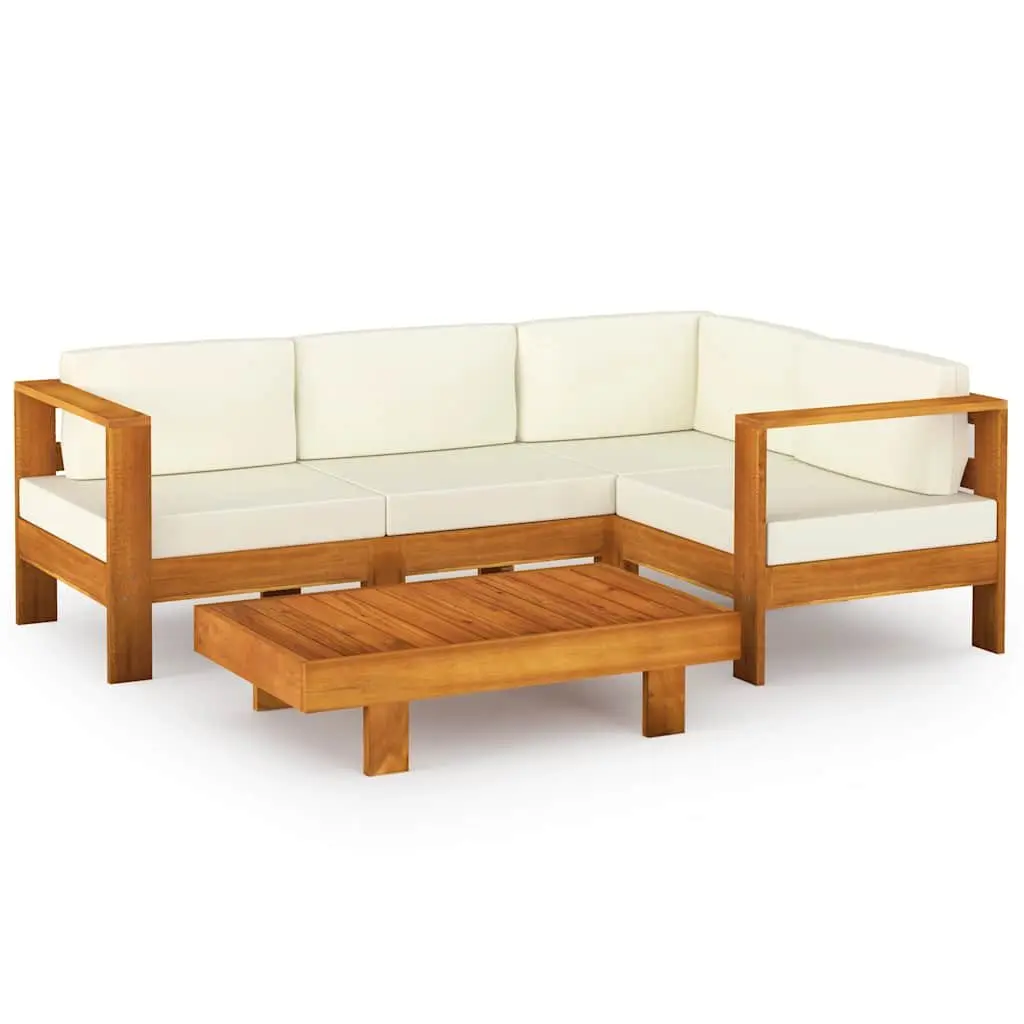 5 Piece Outdoor Garden Lounge Set with Cushions Acacia Wood Patio Furniture
