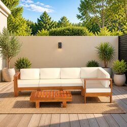 Concise 6 Piece Outdoor Lounge Set with Cushions