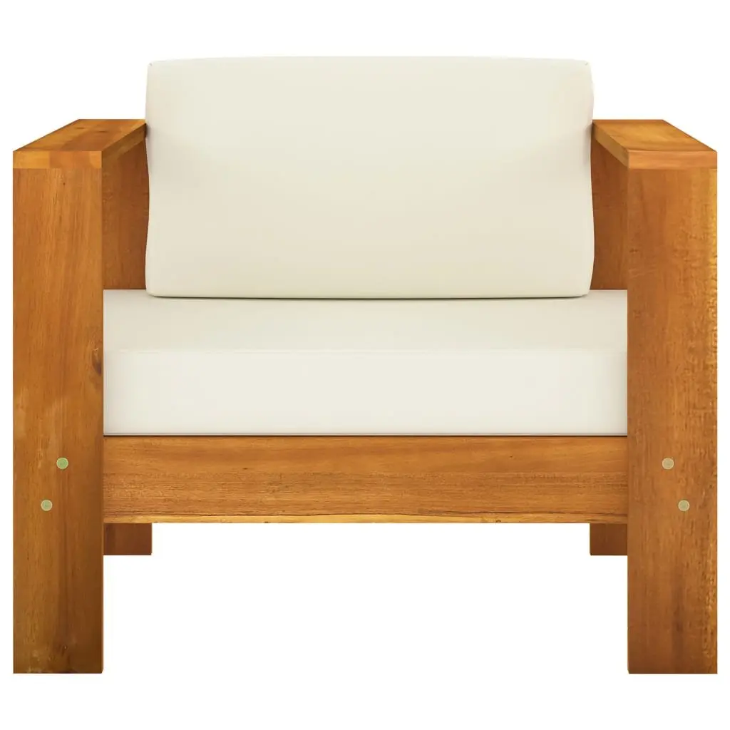 7 Piece Garden Lounge Set White Acacia Wood Outdoor Furniture with Thick Cushions