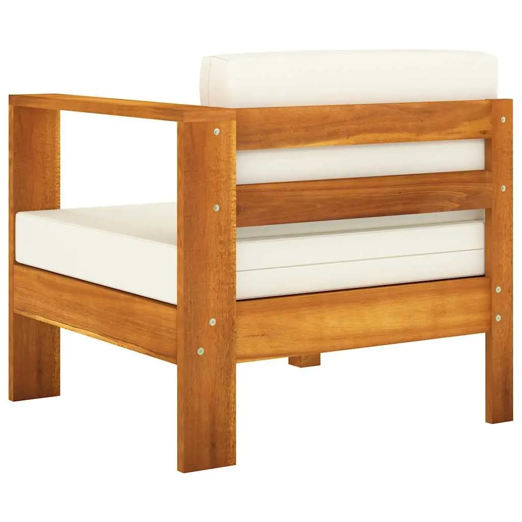 6 Piece Garden Lounge Set White Acacia Wood Outdoor Patio Furniture with Cushions