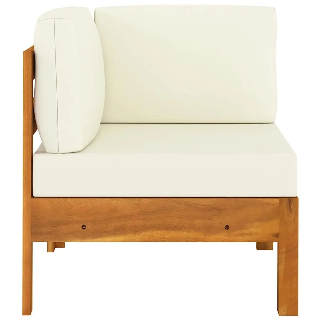 6 Piece Garden Lounge Set White Acacia Wood Outdoor Patio Furniture with Cushions