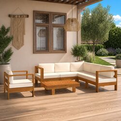 Compact 7-Piece Garden Lounge Set for Outdoor Use