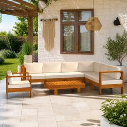 8 Piece Garden Lounge Set with Cushions and Table