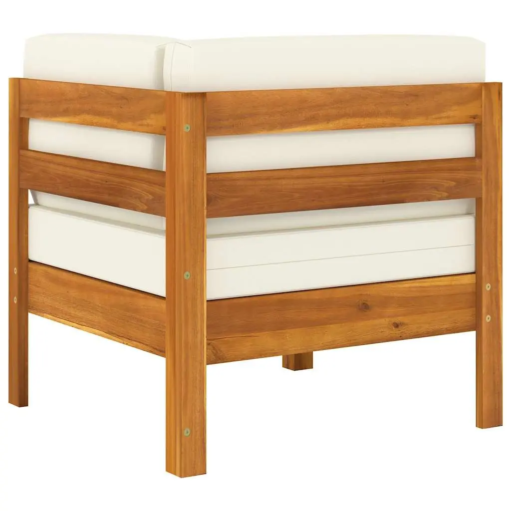 Garden Lounge Set White 9 Piece Acacia Wood Outdoor Furniture with Cushions