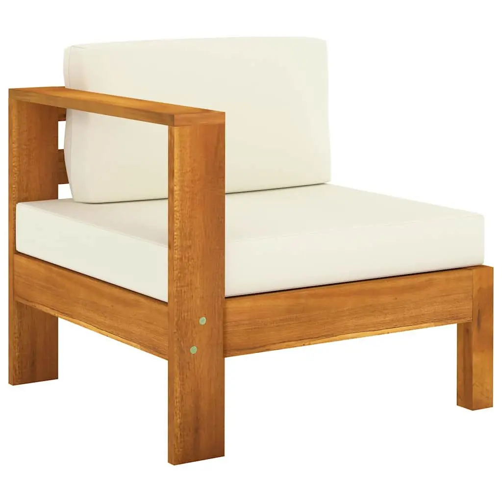 Garden Lounge Set White 10 Piece Outdoor Furniture Acacia Wood Cushions Patio Seating