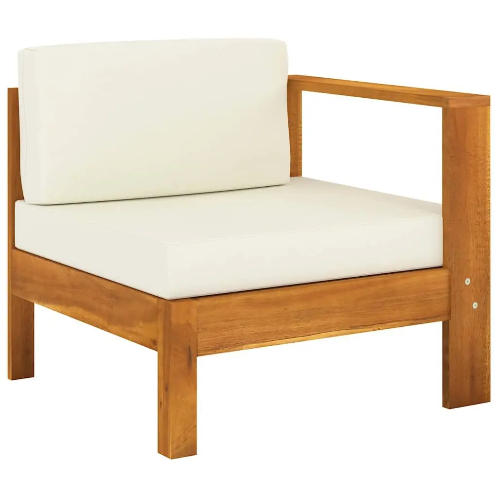 Garden Lounge Set White 10 Piece Outdoor Furniture Acacia Wood Cushions Patio Seating