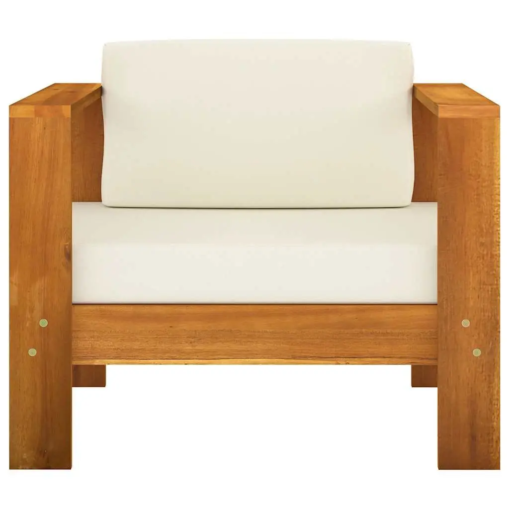 Garden Lounge Set White 10 Piece Outdoor Furniture Acacia Wood Cushions Patio Seating