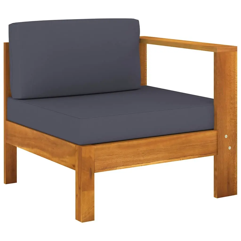 5 Piece Garden Lounge Set Acacia Wood Outdoor Furniture Grey Cushions Patio Sofa