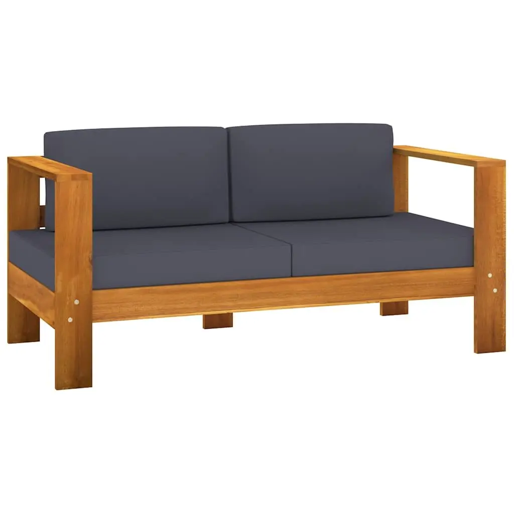 5 Piece Garden Lounge Set Acacia Wood Outdoor Furniture Grey Cushions Patio Sofa