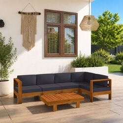 6 Piece Acacia Wood Lounge Set with Cushions - Perfect for Outdoors