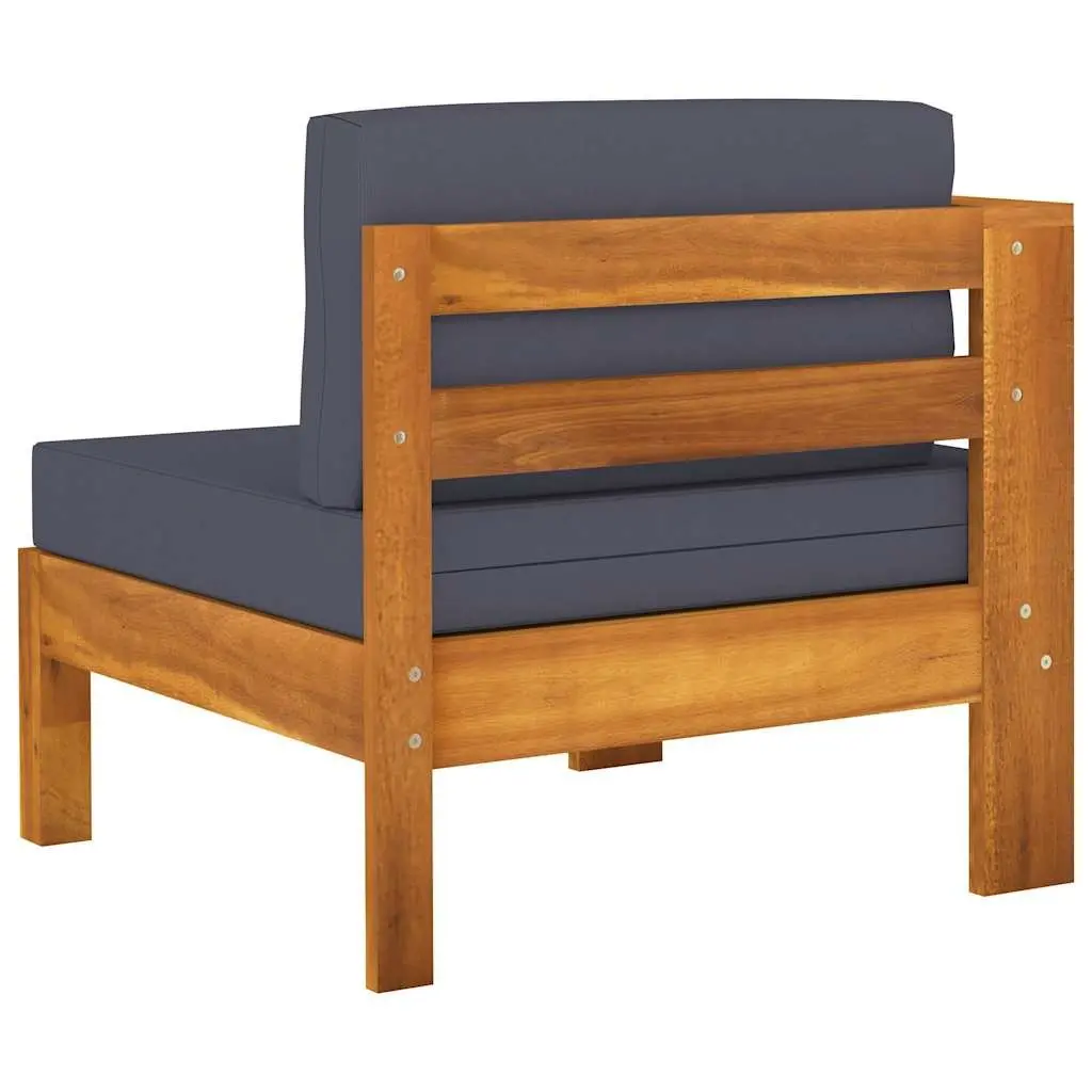 Garden Lounge Set Dark Grey Cushions 6 Piece Solid Acacia Wood Outdoor Furniture