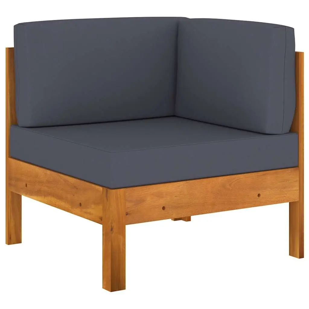 Garden Lounge Set Dark Grey Cushions 6 Piece Solid Acacia Wood Outdoor Furniture