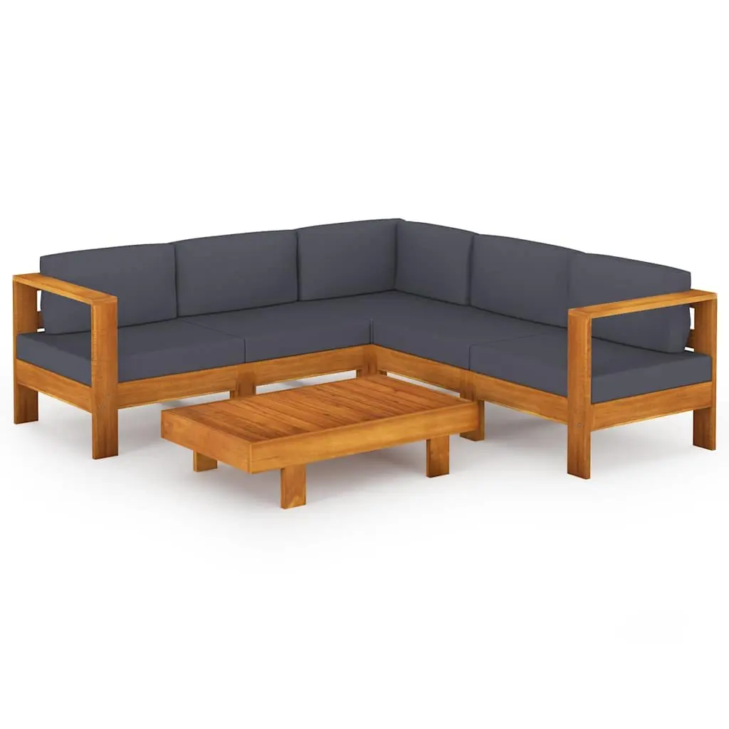 Garden Lounge Set 6 Piece Outdoor Furniture Acacia Wood Patio Sofa with Cushions