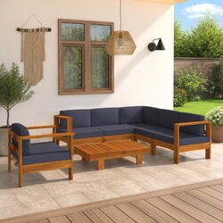 Compact and Stylish 7 Piece Acacia Wood Lounge Set