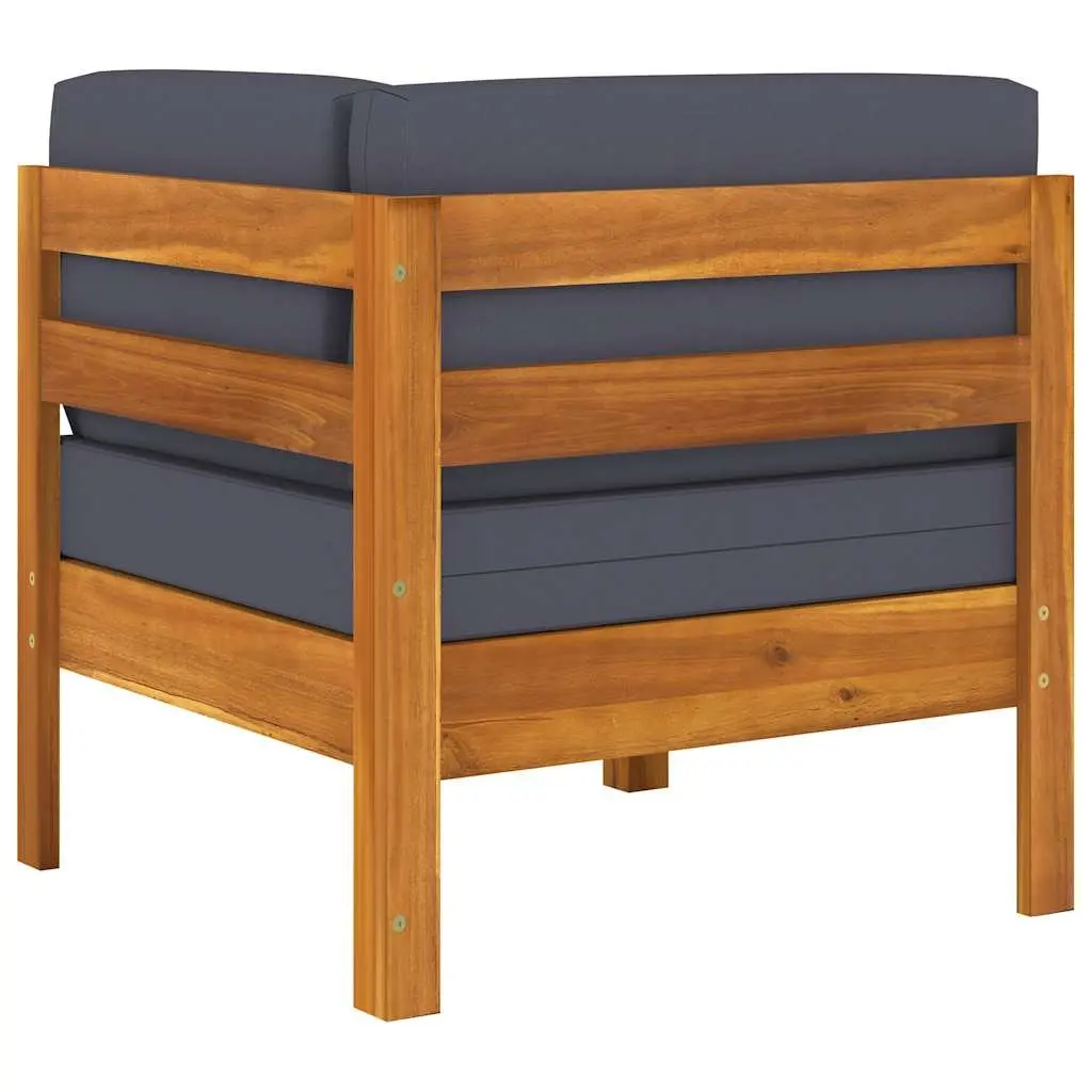 Garden Lounge Set 8 Piece Outdoor Furniture Acacia Wood with Grey Cushions